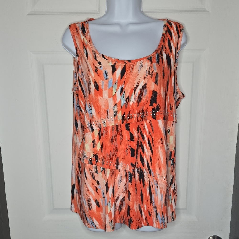 Orange Layered W Studs Lily Morgan Blouse L